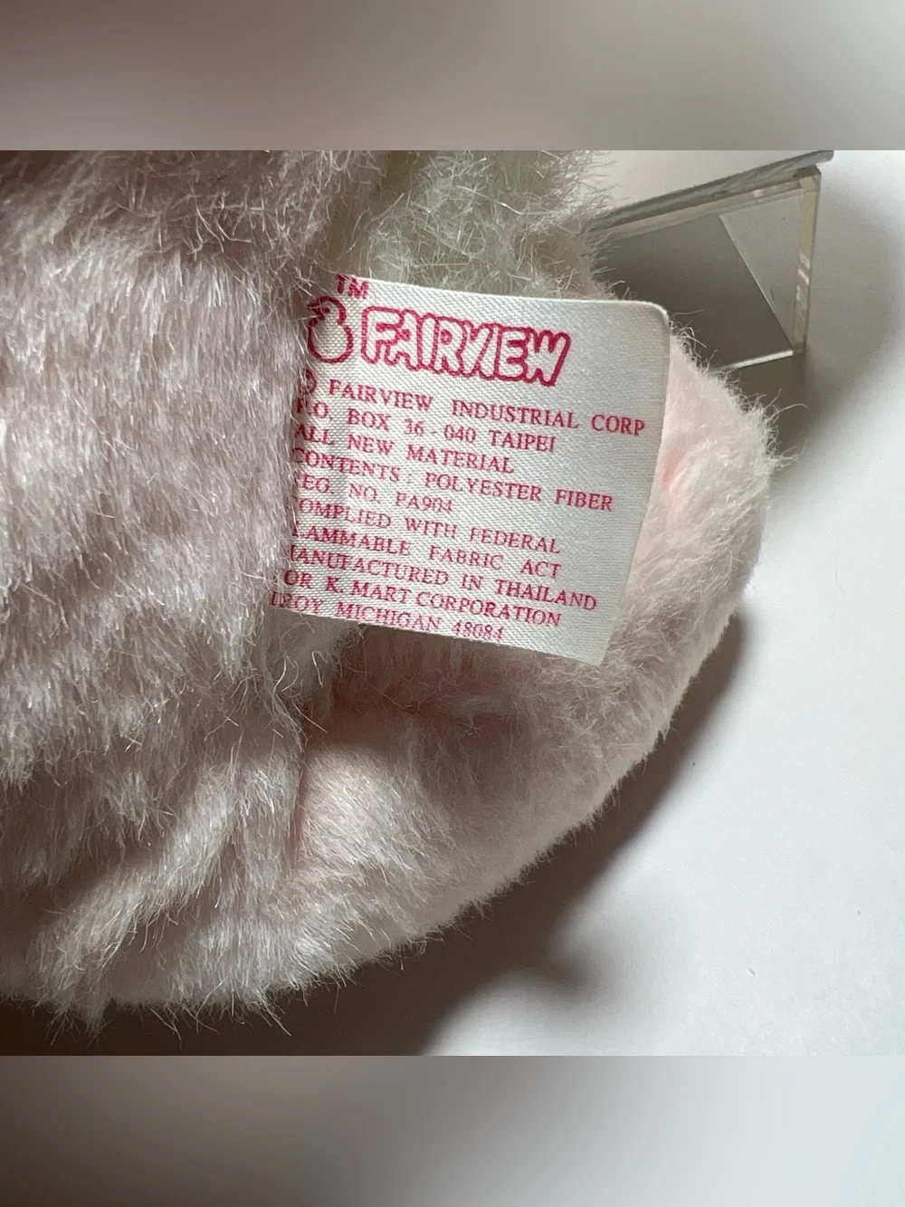 Fairview Plush Stuffed Bunny Rabbit Pink White Blue Floral Ribbon Blue Ears